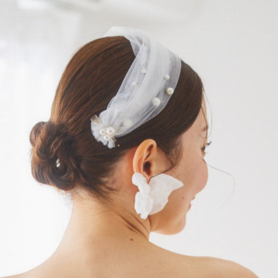 【ts235iy】パール付きヘッドバンド クリップ付き【サイズ:38cm * 8cm】