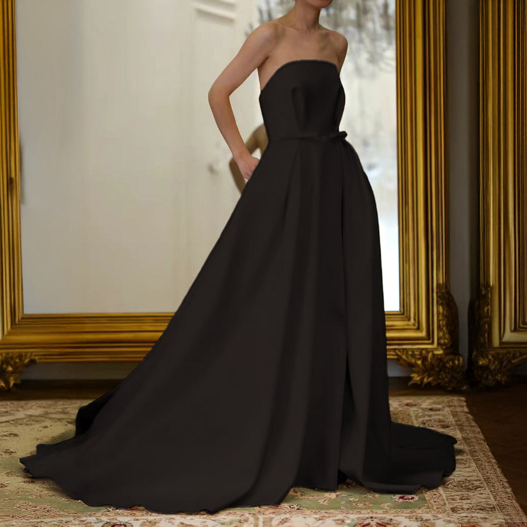 【wd684yj】ウエストリボンAラインドレス