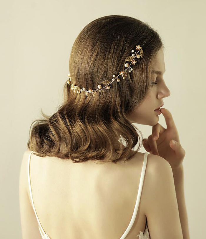 【ac135jd】リーフパールヘッドドレス