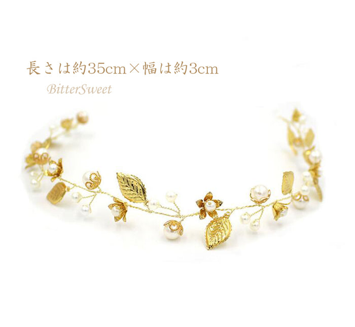 【ac135jd】リーフパールヘッドドレス