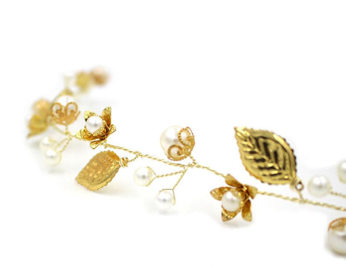 【ac135jd】リーフパールヘッドドレス