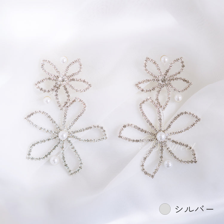 【ac229mo】ツインフラワーズピアス
