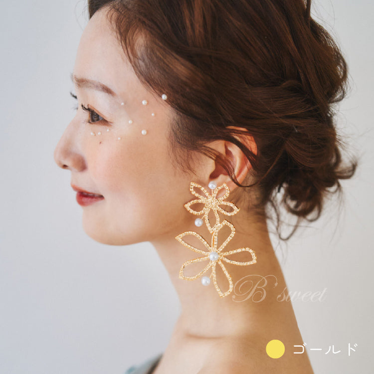 【ac229mo】ツインフラワーズピアス