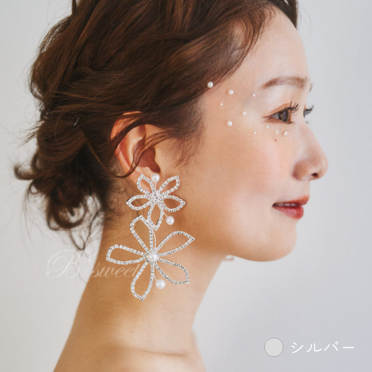 【ac229mo】ツインフラワーズピアス