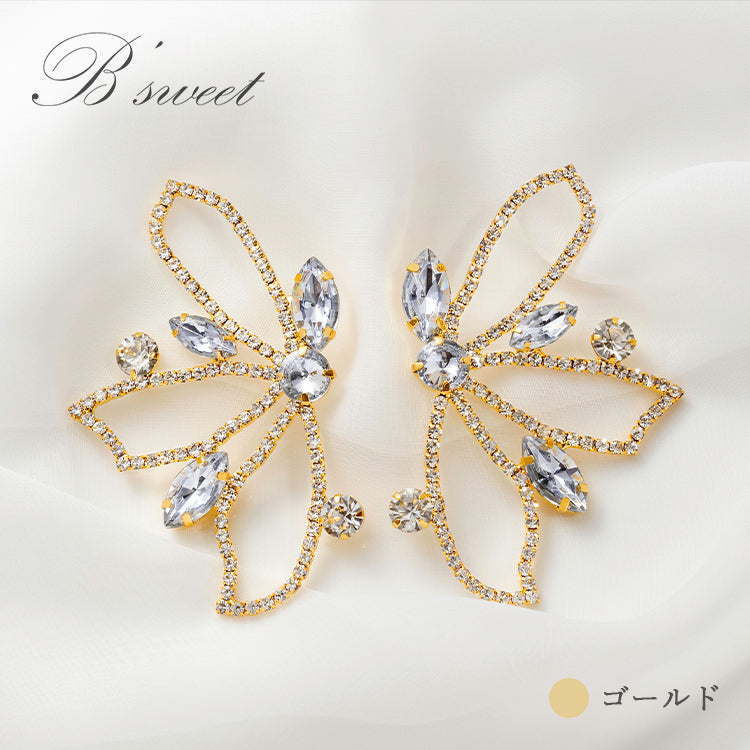 【ac231mo】バタフライビジューピアス
