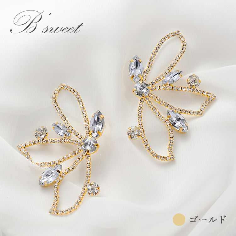 【ac231mo】バタフライビジューピアス