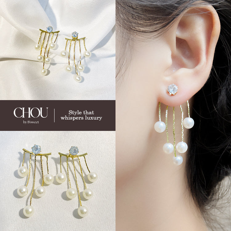 【ac255mo】タッセルパールピアス