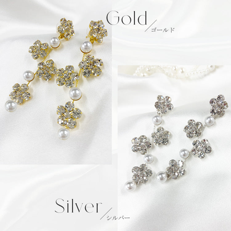 【ac282mo】フラワーパールピアス