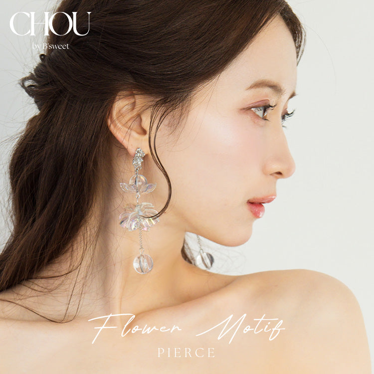 【ac285mo】クリアフラワーピアス