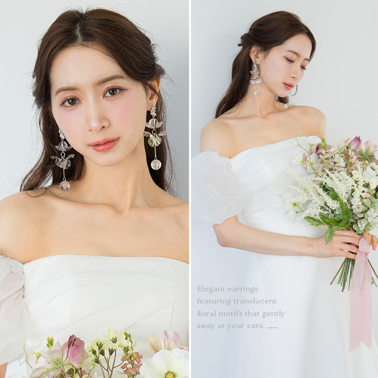 【ac285mo】クリアフラワーピアス
