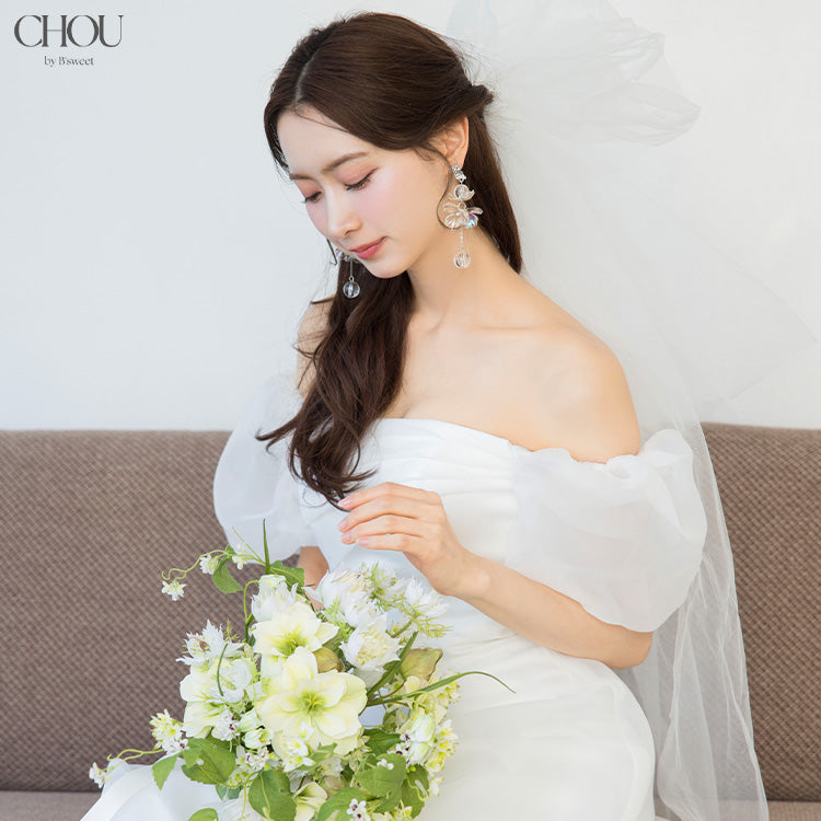 【ac285mo】クリアフラワーピアス