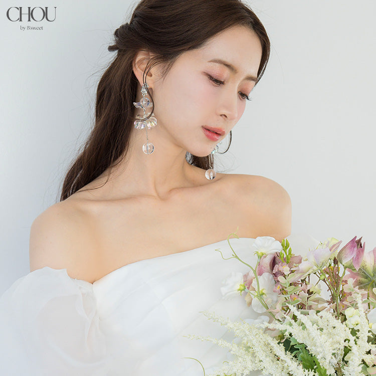 【ac285mo】クリアフラワーピアス