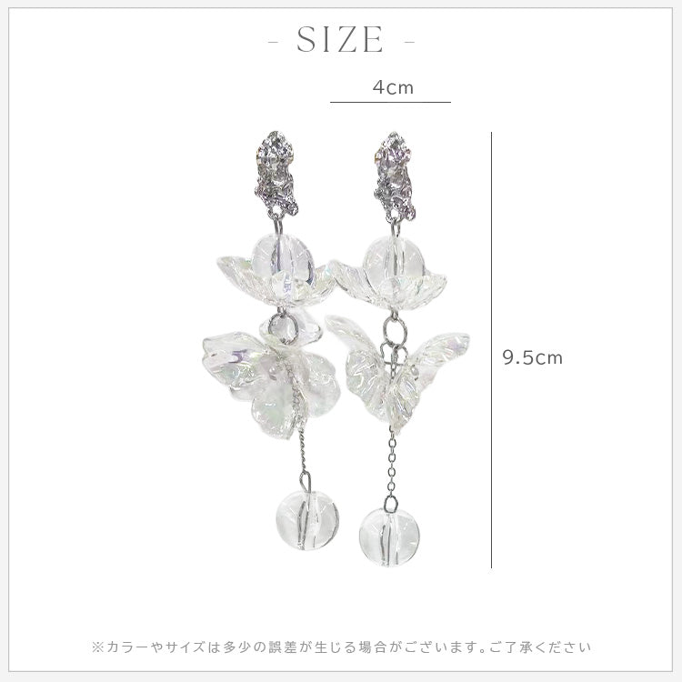 【ac285mo】クリアフラワーピアス