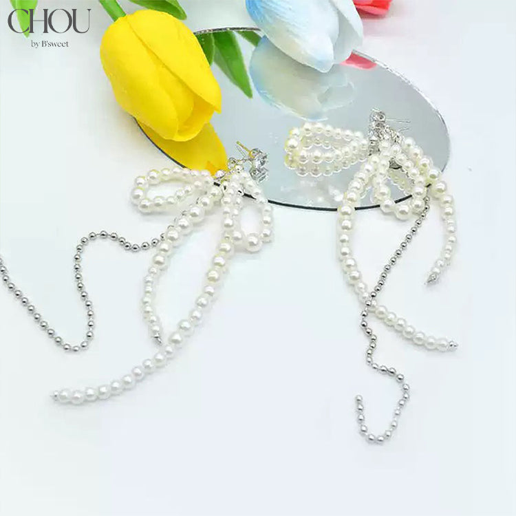 【ac286mo】パールタッセルピアス