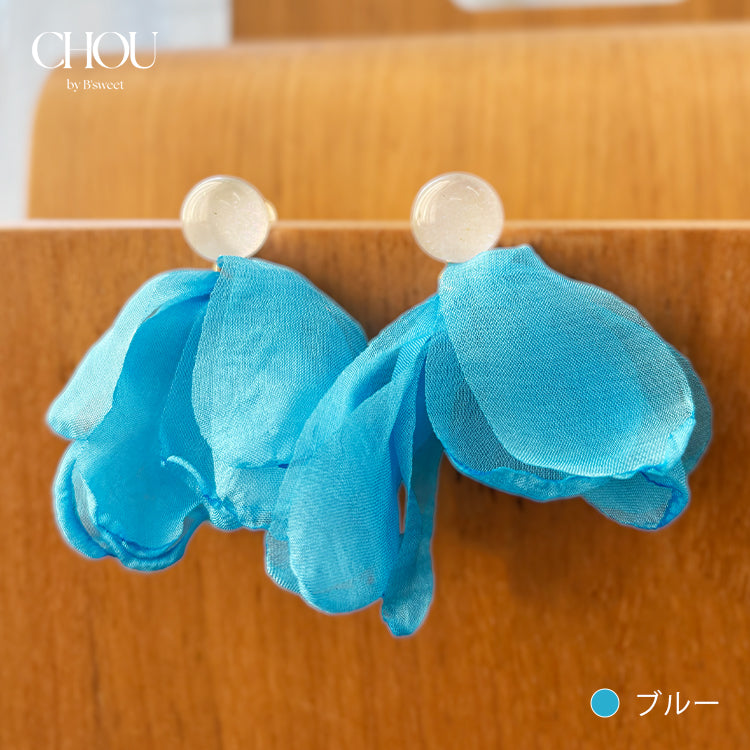 【ac289mo】シフォンブルーミングピアス