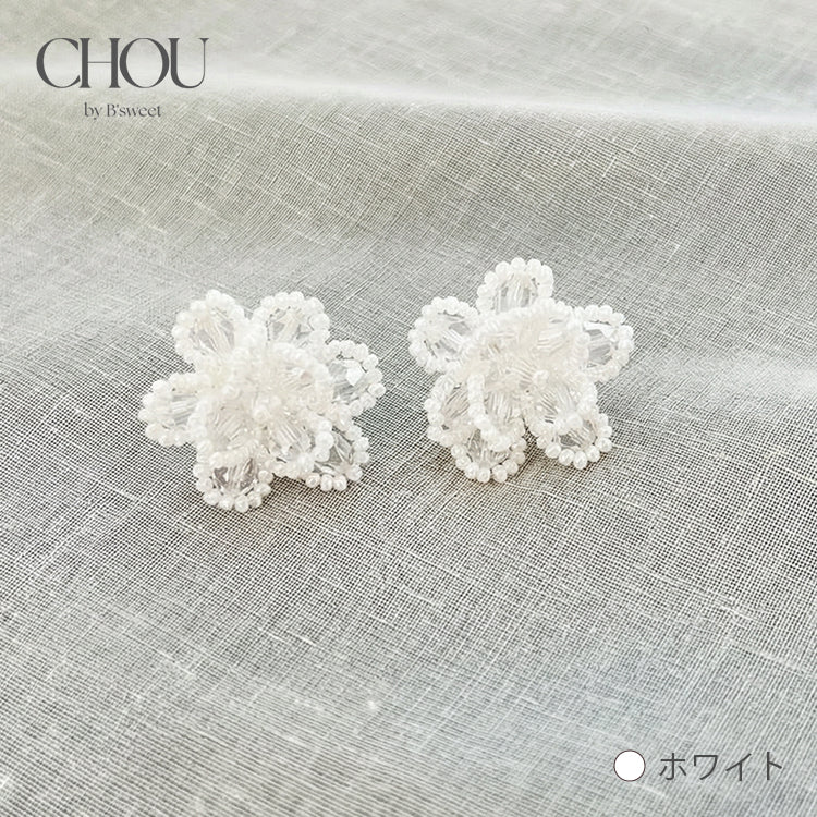 【ac291mo】ビーズフラワーピアス