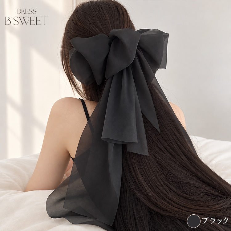 【ac300mo】ビッグリボンヘアクリップ ロングリボン 3カラー