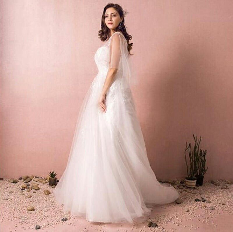 【fh50】イリュージョンネックバックレスAラインドレス【2XL~7XLサイズ】