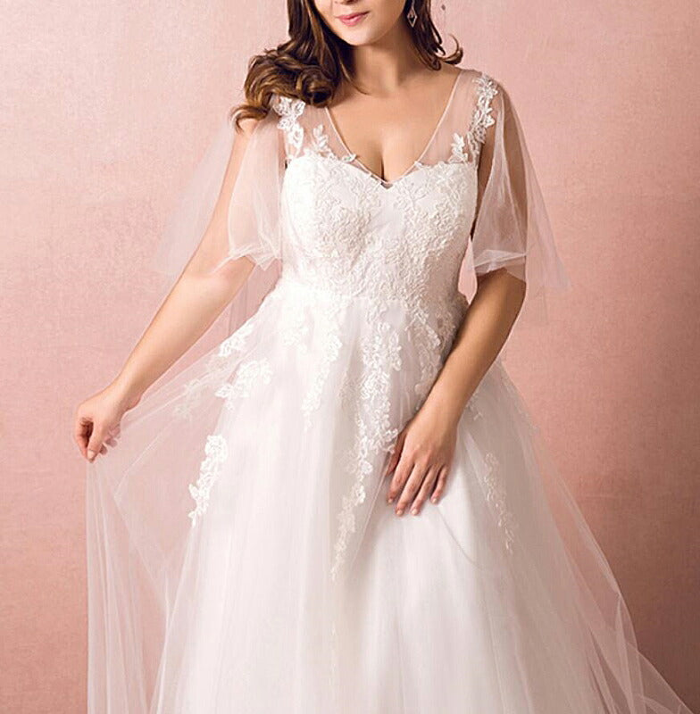 【fh50】イリュージョンネックバックレスAラインドレス【2XL~7XLサイズ】