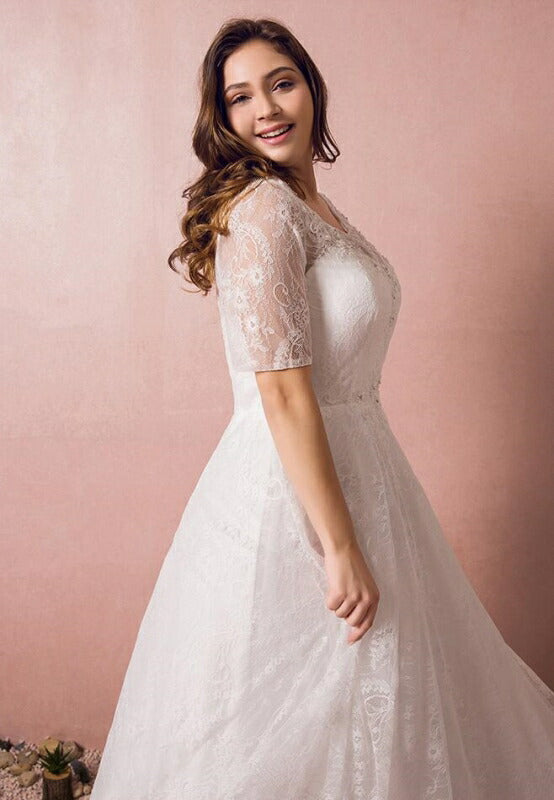 【fh51】総レース半袖Aラインドレス【2XL~7XLサイズ】