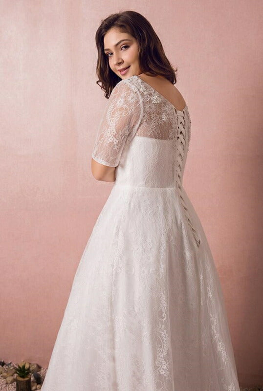 【fh51】総レース半袖Aラインドレス【2XL~7XLサイズ】