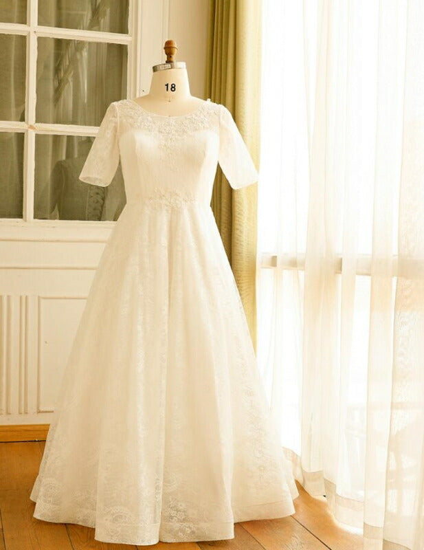 【fh51】総レース半袖Aラインドレス【2XL~7XLサイズ】