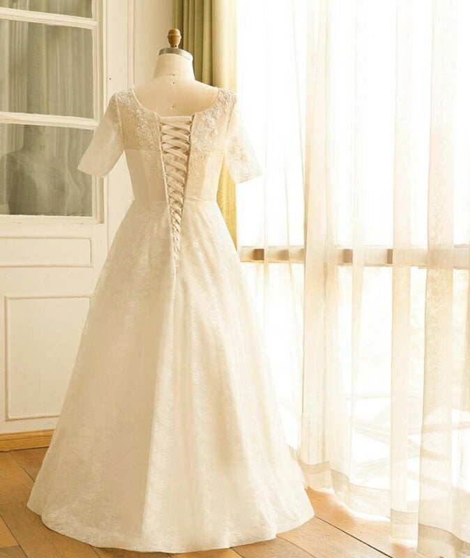 【fh51】総レース半袖Aラインドレス【2XL~7XLサイズ】