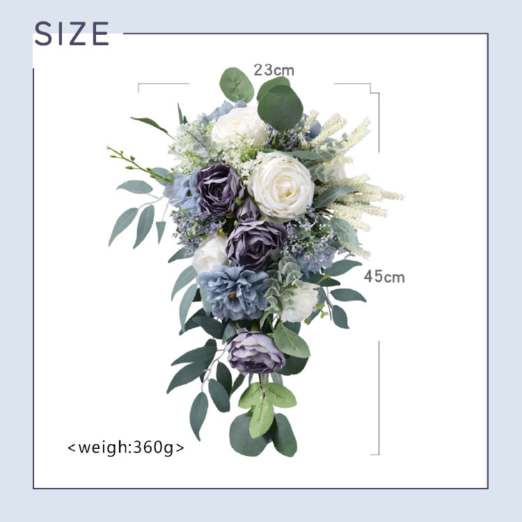 【flo163bm】くすみブルーオーバルブーケ