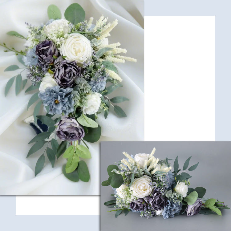 【flo163bm】くすみブルーオーバルブーケ