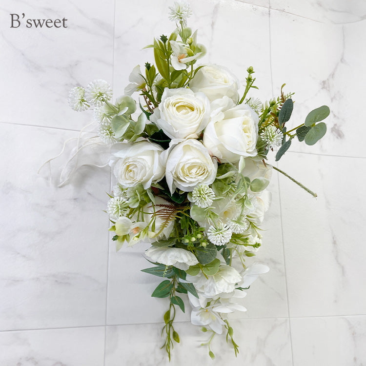 【flo166bm】ミックスフラワーブーケ ホワイト