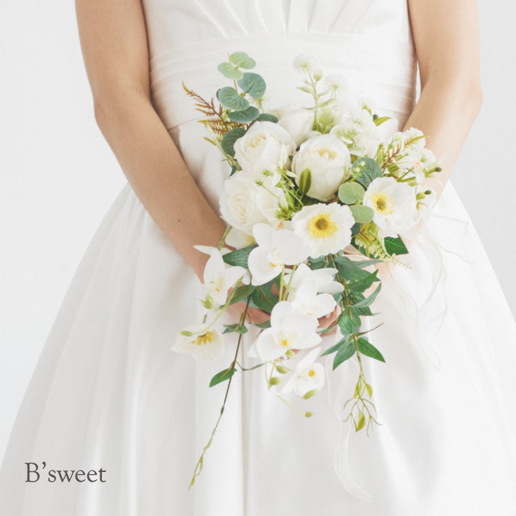 【flo166bm】ミックスフラワーブーケ ホワイト