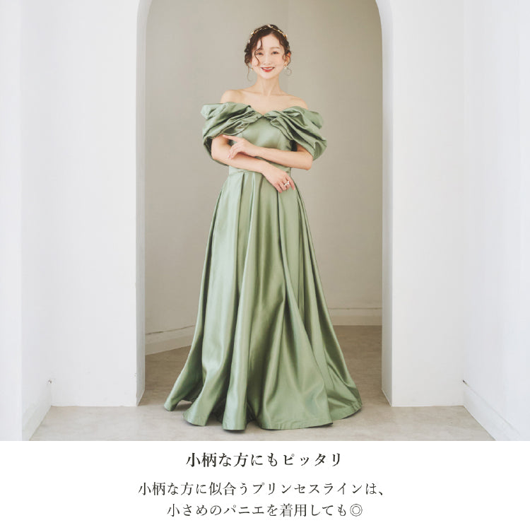 【kd131yx】オフショルサテンプリンセスカラードレス 2カラー