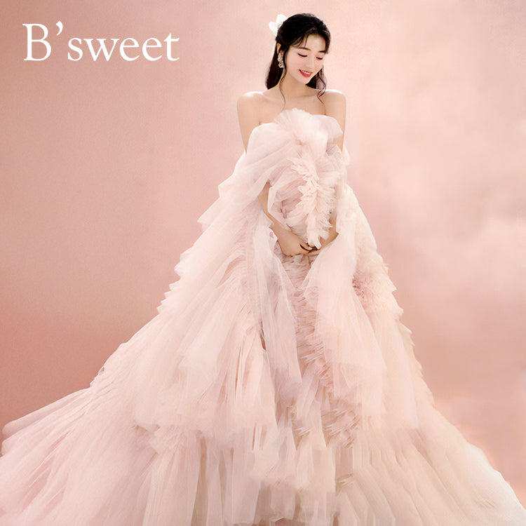 【kd141yi】ボリュームチュールティアードカラードレス プリンセスライン