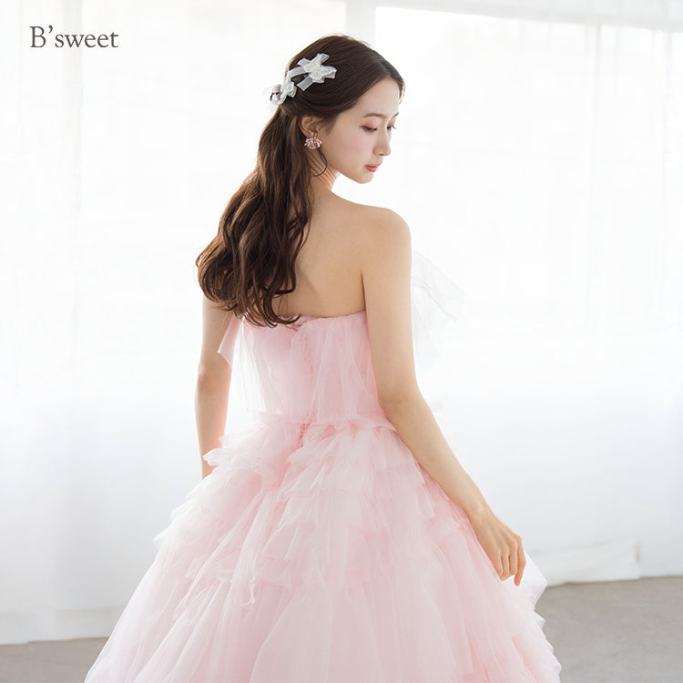 【kd141yi】ボリュームチュールティアードカラードレス プリンセスライン