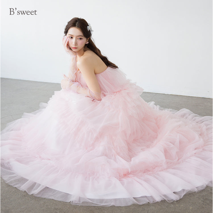 【kd141yi】ボリュームチュールティアードカラードレス プリンセスライン