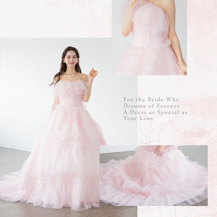 【kd141yi】ボリュームチュールティアードカラードレス プリンセスライン