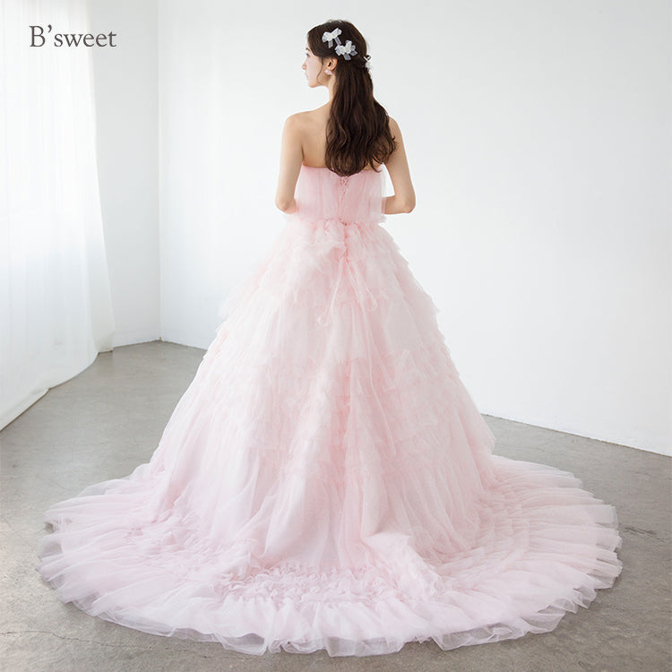 【kd141yi】ボリュームチュールティアードカラードレス プリンセスライン