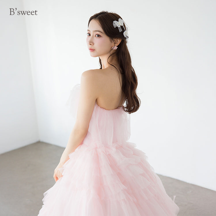 【kd141yi】ボリュームチュールティアードカラードレス プリンセスライン