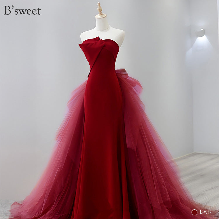 【kd149】バックチュールリボントレーンドレス マーメイドライン