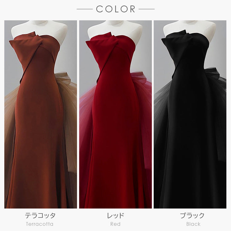 【kd149】バックチュールリボントレーンドレス マーメイドライン