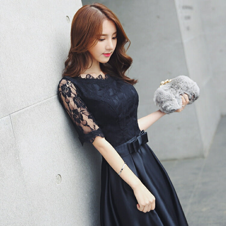 【pd12】ウエストリボンフレアワンピース