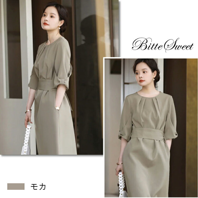 【pd20vn】スリーブリボンタイトワンピース