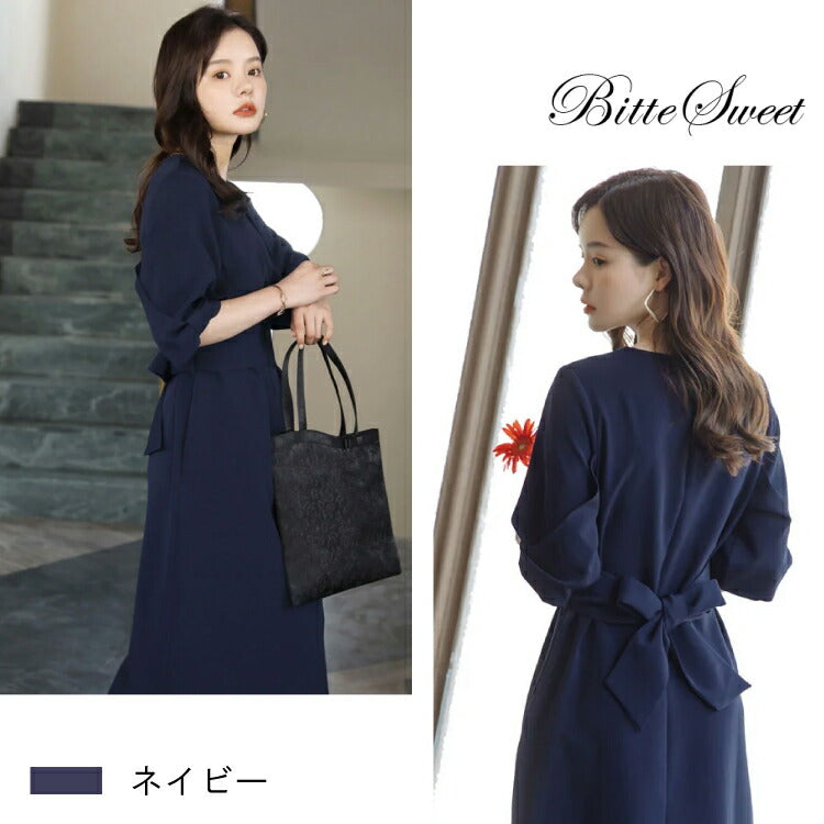 【pd20vn】スリーブリボンタイトワンピース