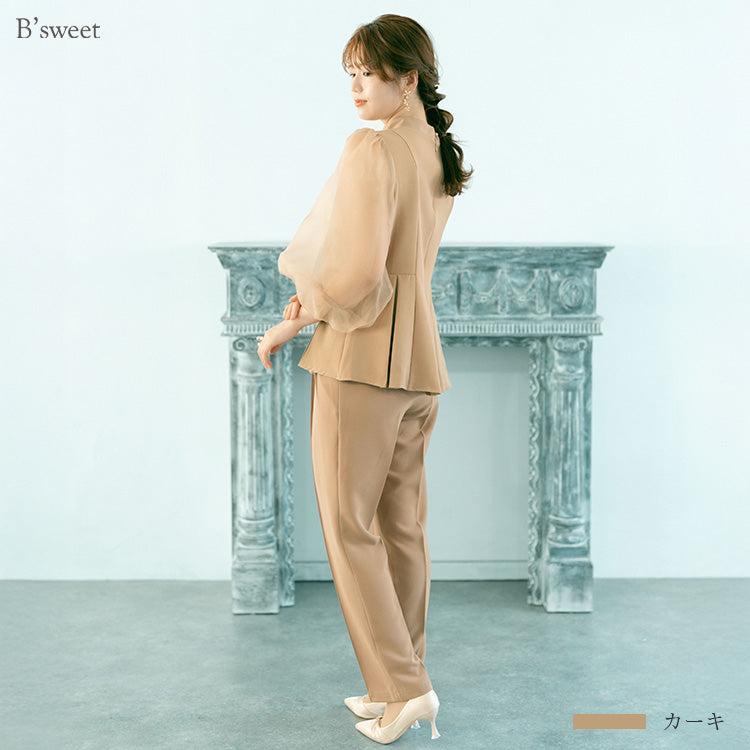 【pd43cy】2wayシアースリーブセットアップパンツドレス