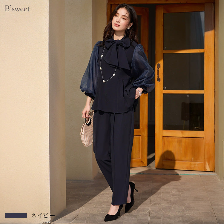【pd43cy】2wayシアースリーブセットアップパンツドレス