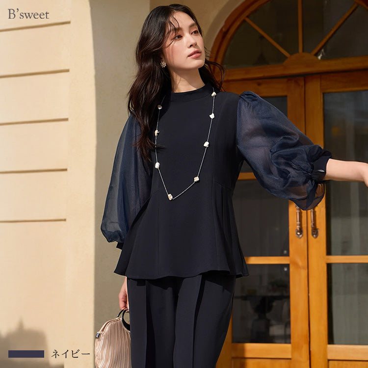 【pd43cy】2wayシアースリーブセットアップパンツドレス