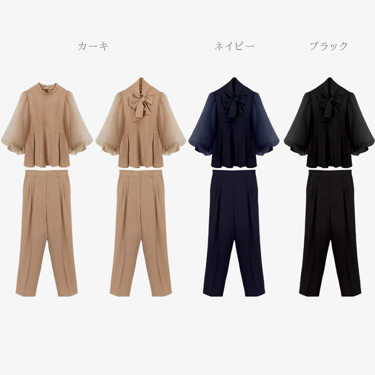 【pd43cy】2wayシアースリーブセットアップパンツドレス