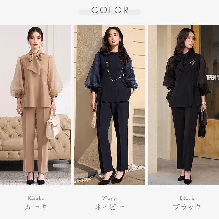 【pd43cy】2wayシアースリーブセットアップパンツドレス