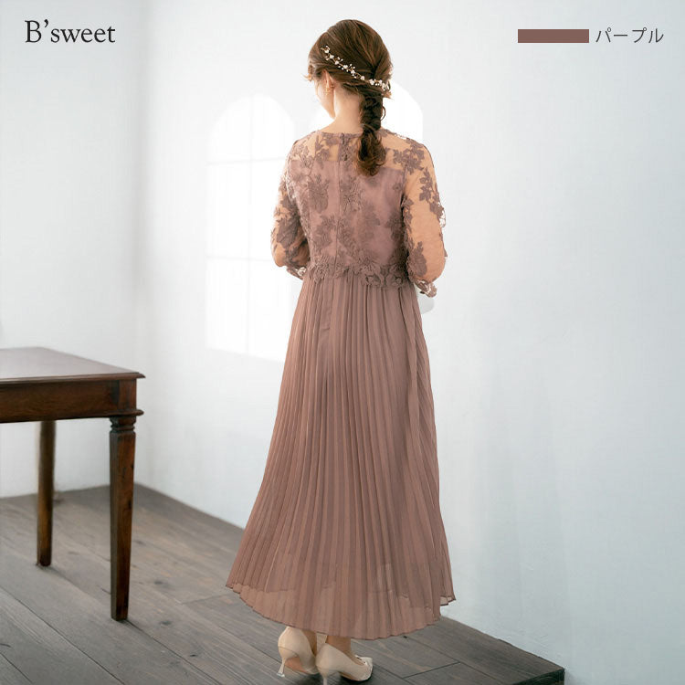 【pd47cy】レースプリーツワンピース