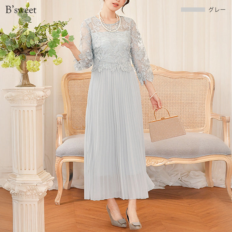 【pd47cy】レースプリーツワンピース
